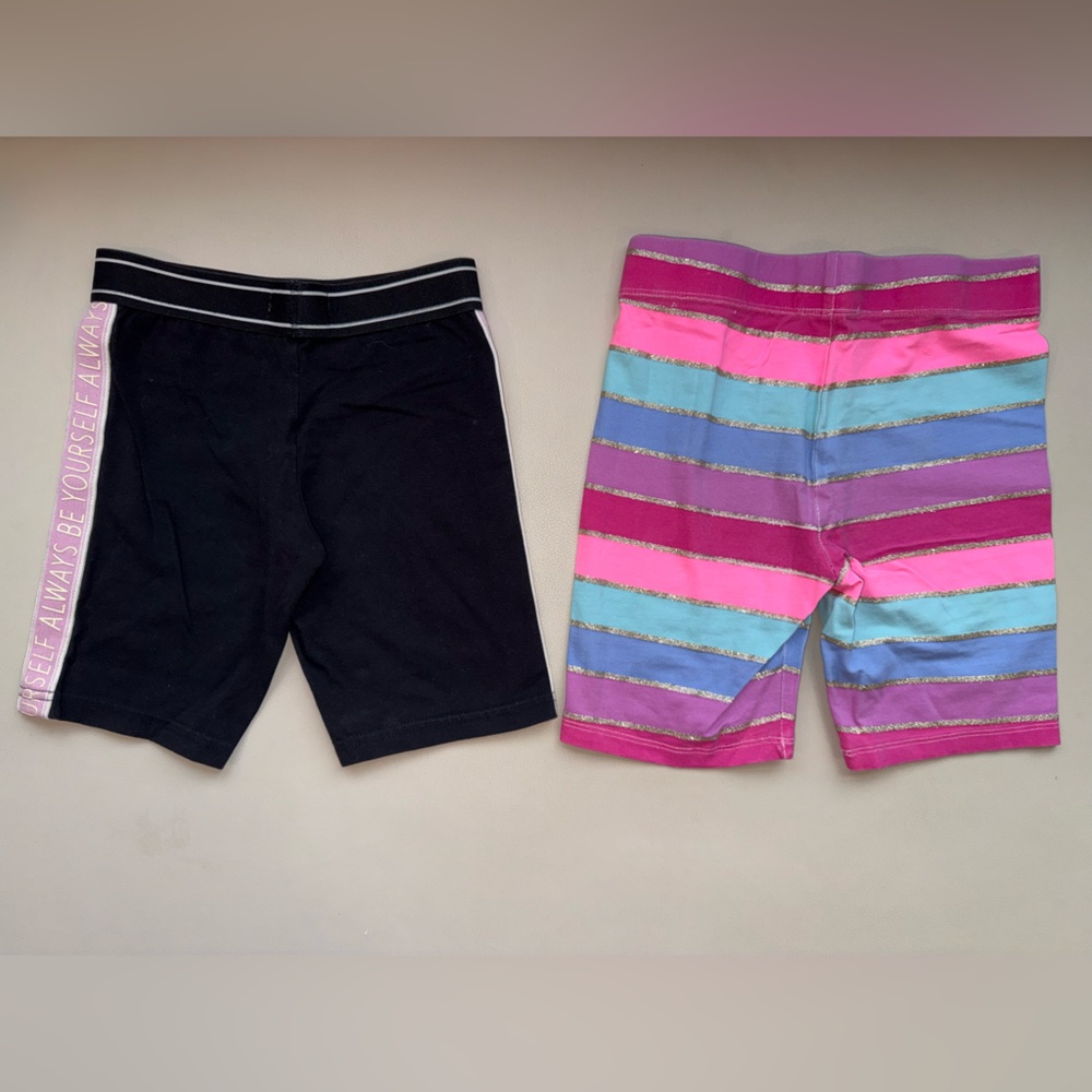 Black with Pink Side Stripe and Colorful stripes Athletic Bike Shorts. Bundle 2